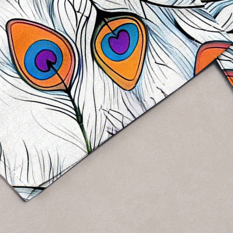 Buddha Stones Pure Cotton Peacock Heart Pattern Women's Elastic Waist Pants With Pockets - image 1