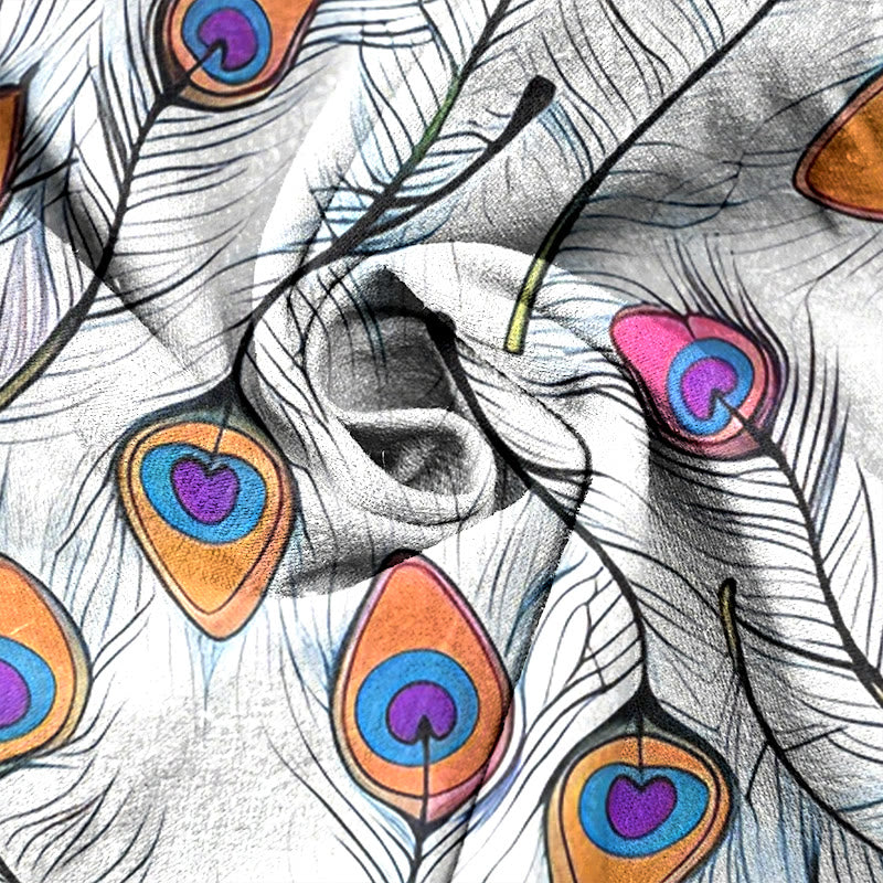 Buddha Stones Pure Cotton Peacock Heart Pattern Women's Elastic Waist Pants With Pockets - image 2