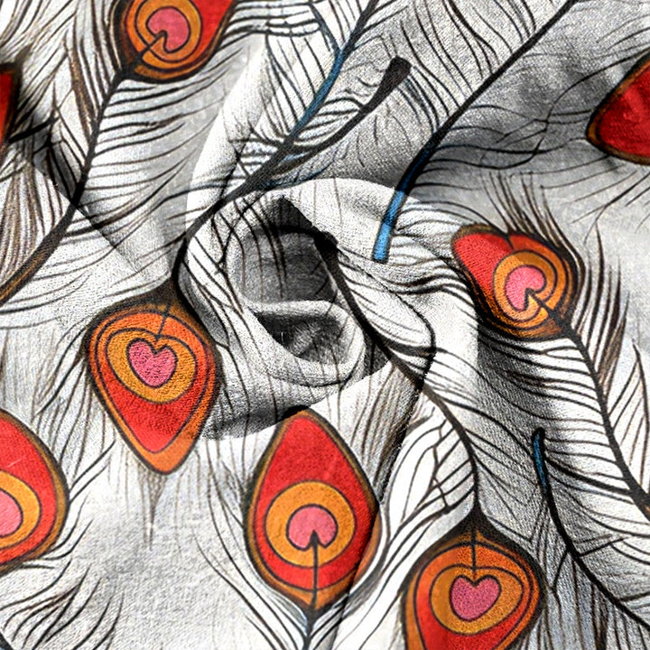 Buddha Stones Pure Cotton Peacock Heart Pattern Women's Elastic Waist Pants With Pockets - image 5