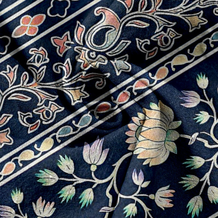 Buddha Stones Pure Cotton Paisley Lotus Pattern Women's Elastic Waist Pants With Pockets - image 3