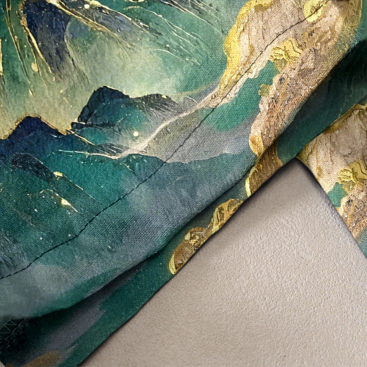 Buddha Stones Pure Cotton Crane Cloud Mountain Pattern Women's Elastic Waist Pants With Pockets - image 2