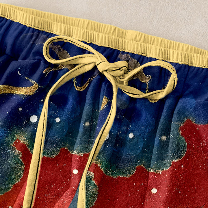 Buddha Stones Pure Cotton Crane Cloud Mountain Pattern Women's Elastic Waist Pants With Pockets - image 9