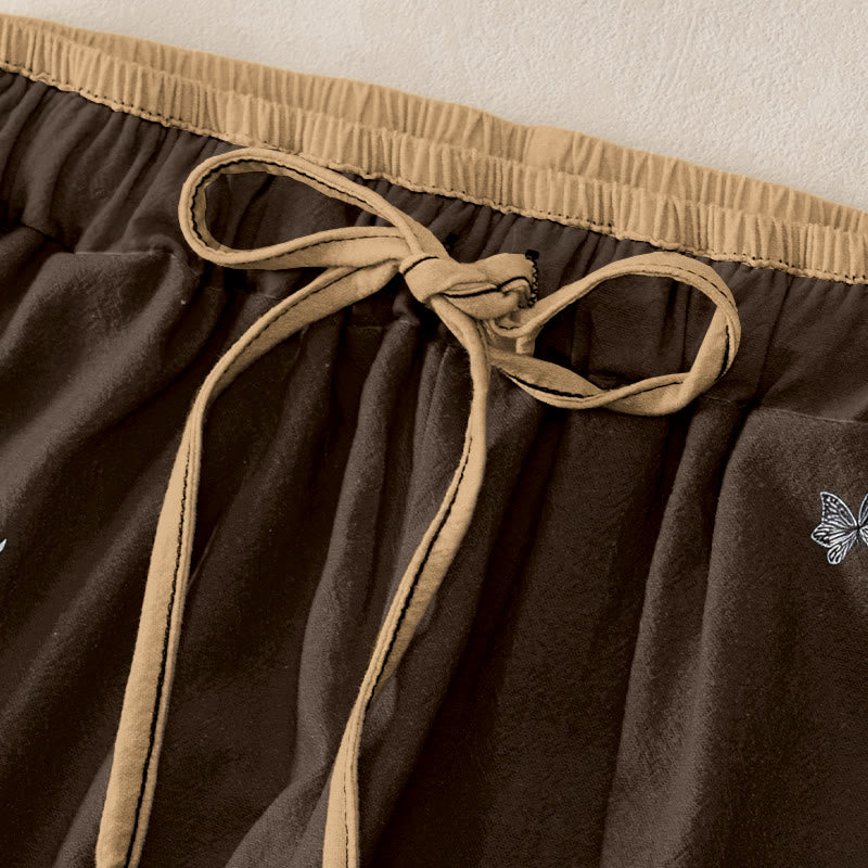 Buddha Stones Pure Cotton Flower Petal Pattern Women's Elastic Waist Pants With Pockets - image 5