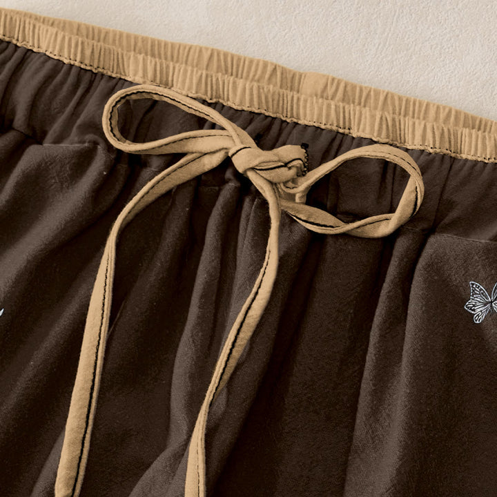 Buddha Stones Pure Cotton Flower Petal Pattern Women's Elastic Waist Pants With Pockets - image 5