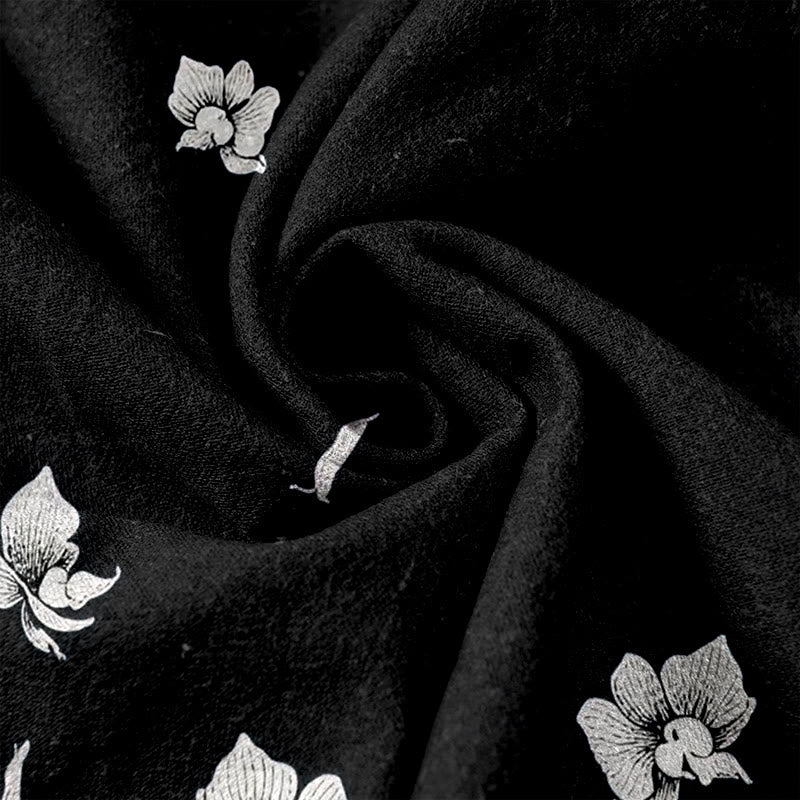 Buddha Stones Pure Cotton Flower Petal Pattern Women's Elastic Waist Pants With Pockets - image 11