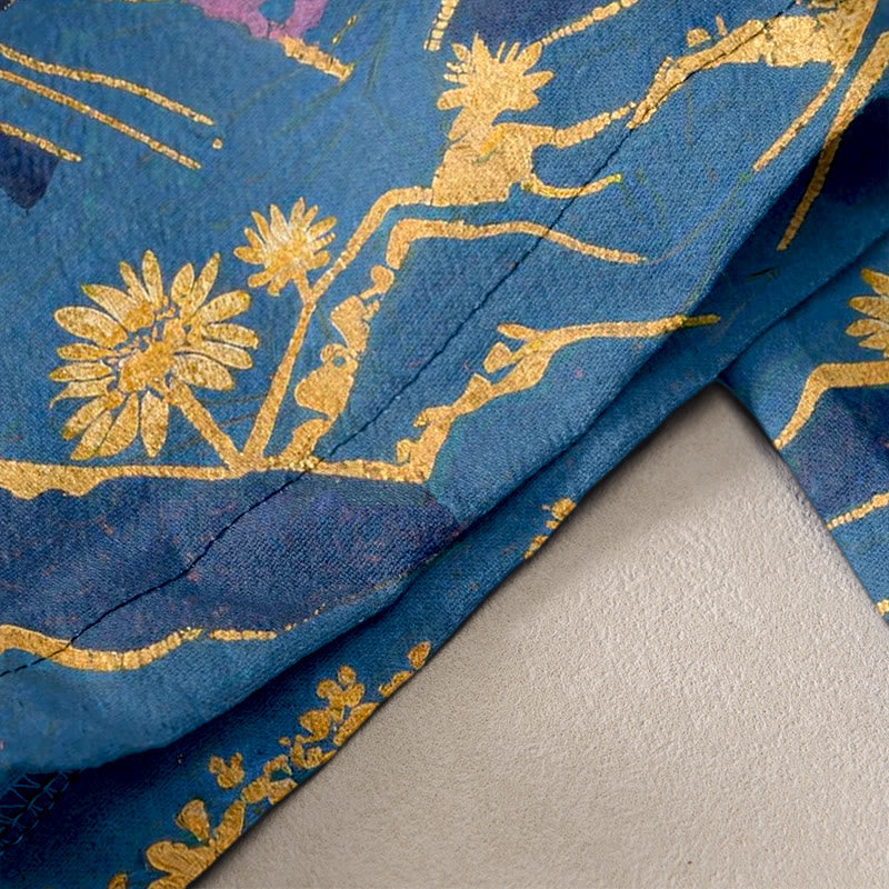 Buddha Stones Pure Cotton Flower Petal Pattern Women's Elastic Waist Pants With Pockets - image 2