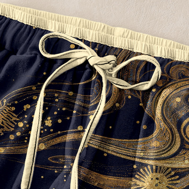 Buddha Stones Pure Cotton Flower Petal Pattern Women's Elastic Waist Pants With Pockets - image 5