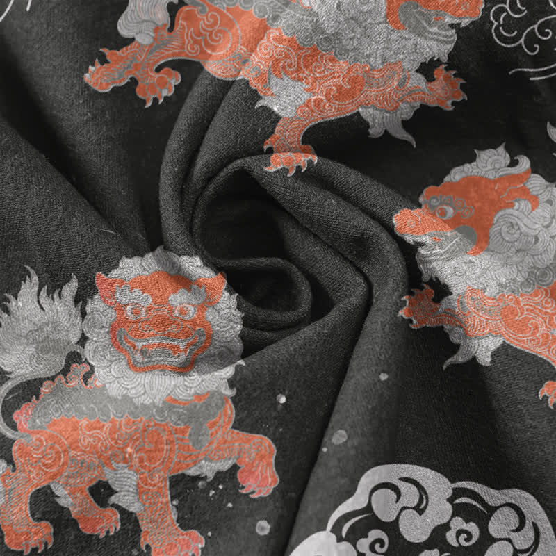 Buddha Stones Cotton Lion Waves Cloud Men's Short Sleeve Shirt Lightweight Resort Boxy Fit - image 4
