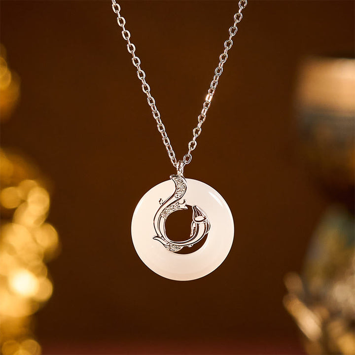 Buddha Stones Koi Fish Peace Buckle Auspicious Necklace Pendant - image 2