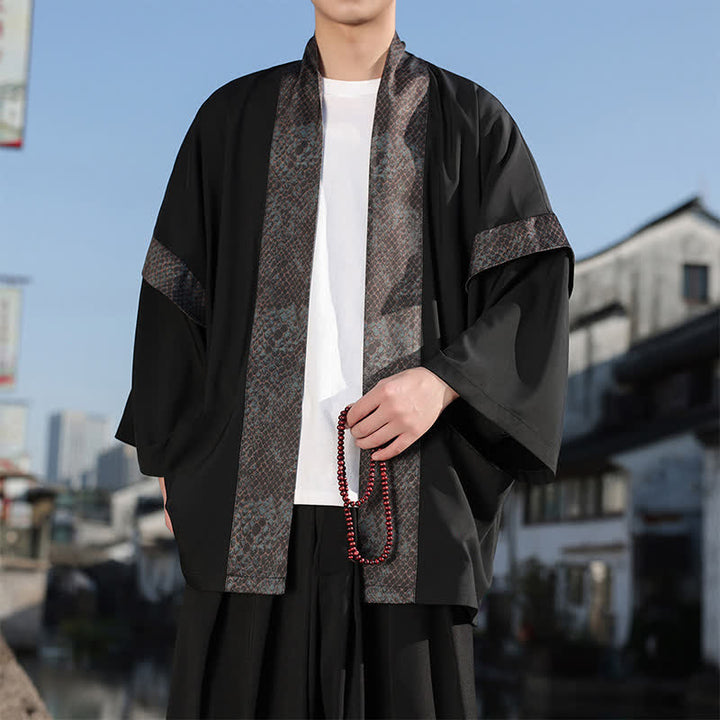 Buddha Stones Summer Casual Zen Lapel Collar Men's Elbow-Length Sleeve Kimono - image 2