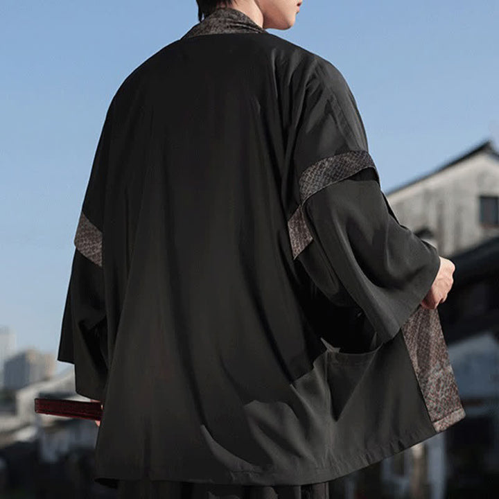 Buddha Stones Summer Casual Zen Lapel Collar Men's Elbow-Length Sleeve Kimono - image 3