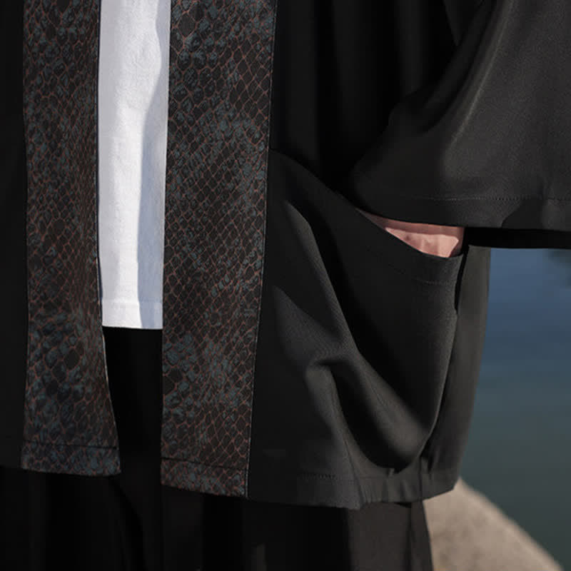 Buddha Stones Summer Casual Zen Lapel Collar Men's Elbow-Length Sleeve Kimono - image 8