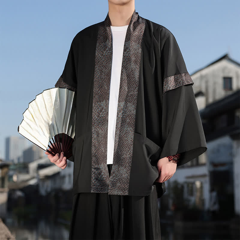 Buddha Stones Summer Casual Zen Lapel Collar Men's Elbow-Length Sleeve Kimono - Green - US/UK/AU46，EU56 (5XL) - image 1