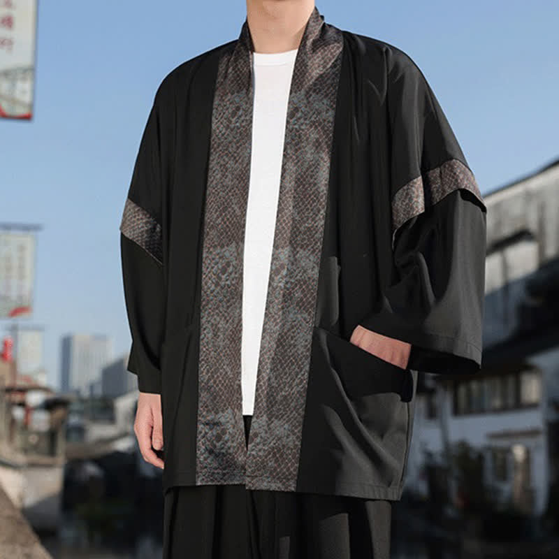 Buddha Stones Summer Casual Zen Lapel Collar Men's Elbow-Length Sleeve Kimono - image 7