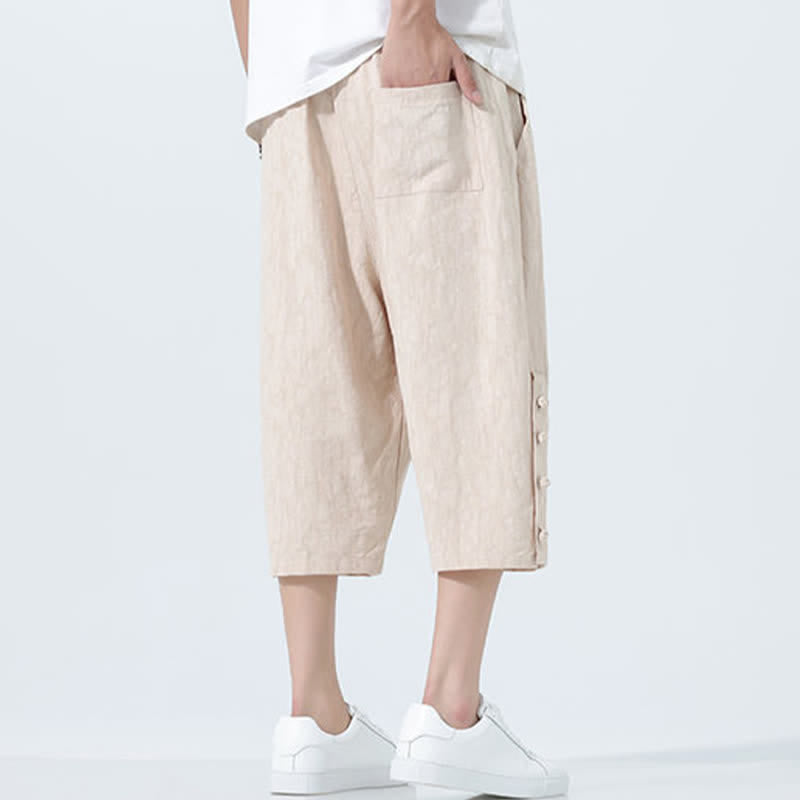 Buddha Stones Summer Drawstring Elastic Waist Men's Capri Tapered Pants - image 10