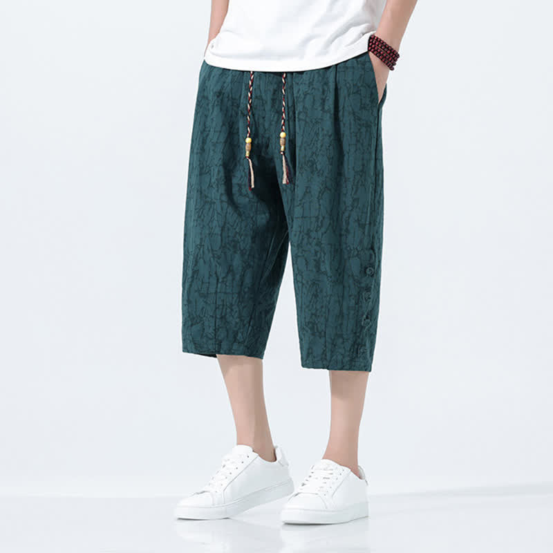 Buddha Stones Summer Drawstring Elastic Waist Men's Capri Tapered Pants - image 4