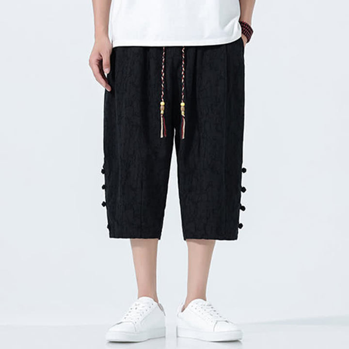 Buddha Stones Summer Drawstring Elastic Waist Men's Capri Tapered Pants - image 8