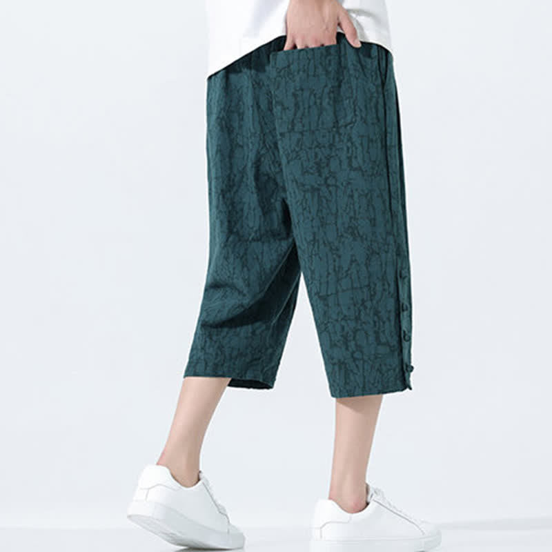 Buddha Stones Summer Drawstring Elastic Waist Men's Capri Tapered Pants - image 1