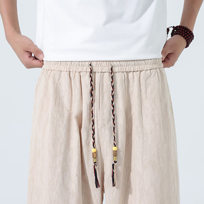 Buddha Stones Summer Drawstring Elastic Waist Men's Capri Tapered Pants - image 13