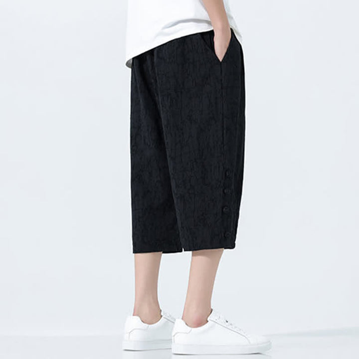 Buddha Stones Summer Drawstring Elastic Waist Men's Capri Tapered Pants - image 7