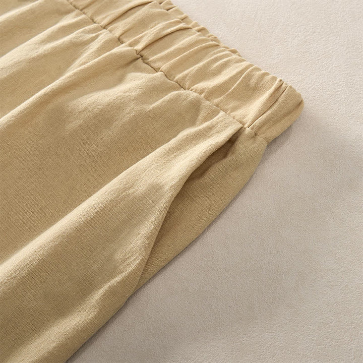 Buddha Stones Summer Lace-trimmed Hem Solid Color Women's Tapered Pants With Pockets - image 37