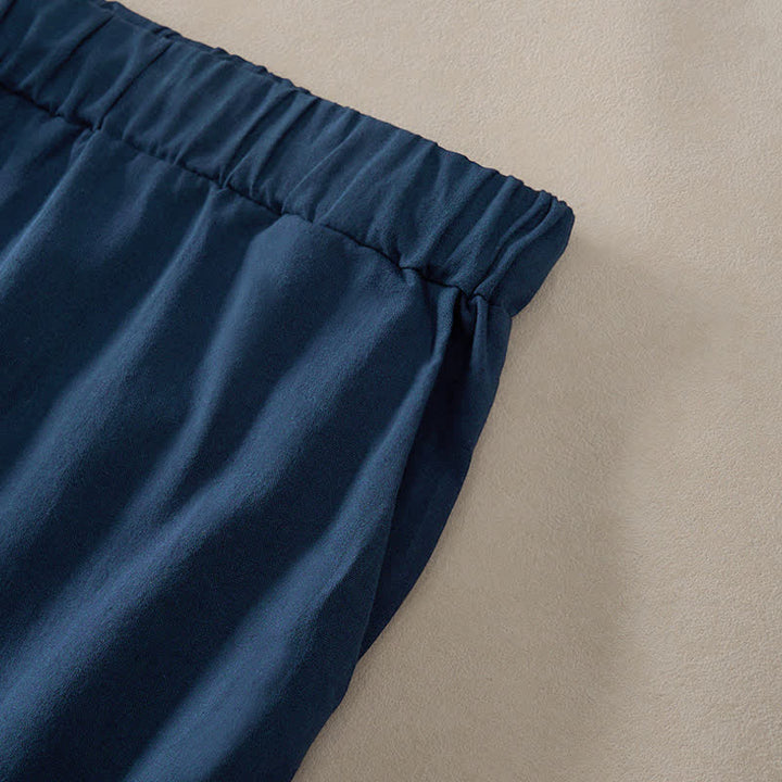 Buddha Stones Summer Lace-trimmed Hem Solid Color Women's Tapered Pants With Pockets - image 42