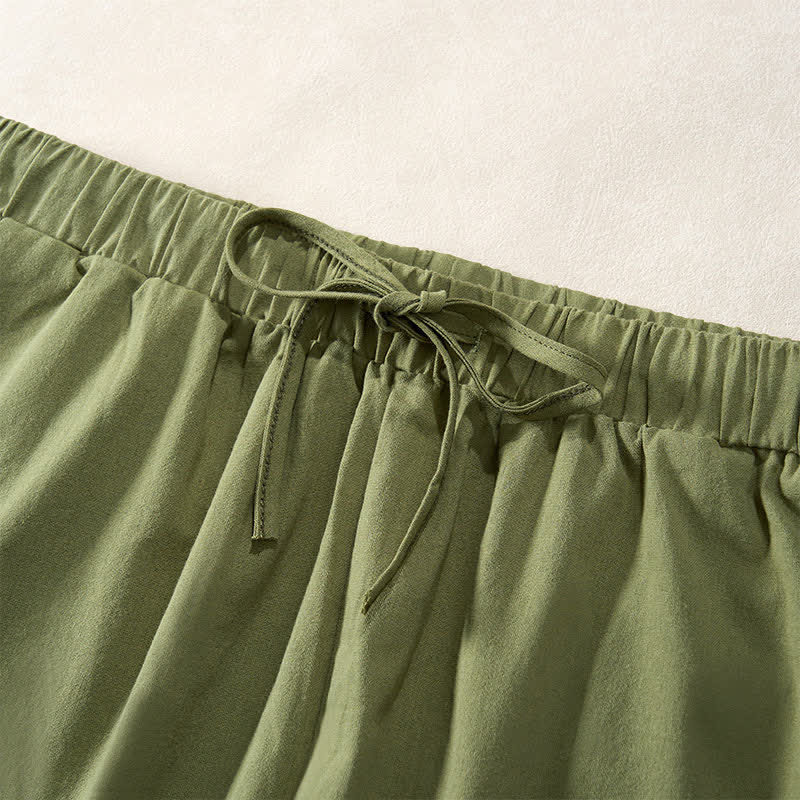 Buddha Stones Summer Lace-trimmed Hem Solid Color Women's Tapered Pants With Pockets - image 29