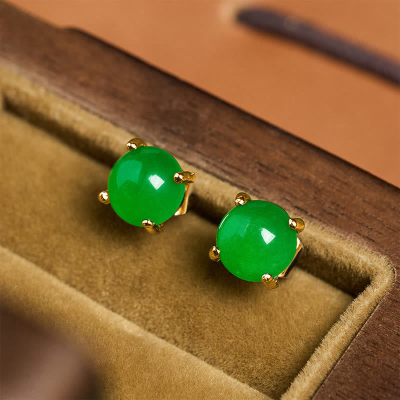 Buddha Stones Jade 925 Sterling Silver Abundance Earrings - image 2