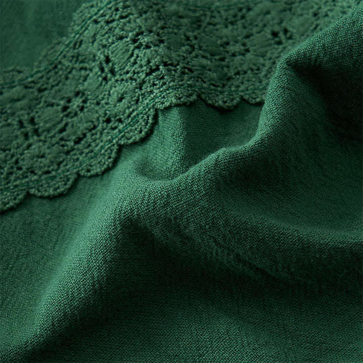 Buddha Stones Summer Retro Lace Patchwork Desgin High Waist Women's Tapered Capri Pants With Pockets - image 12