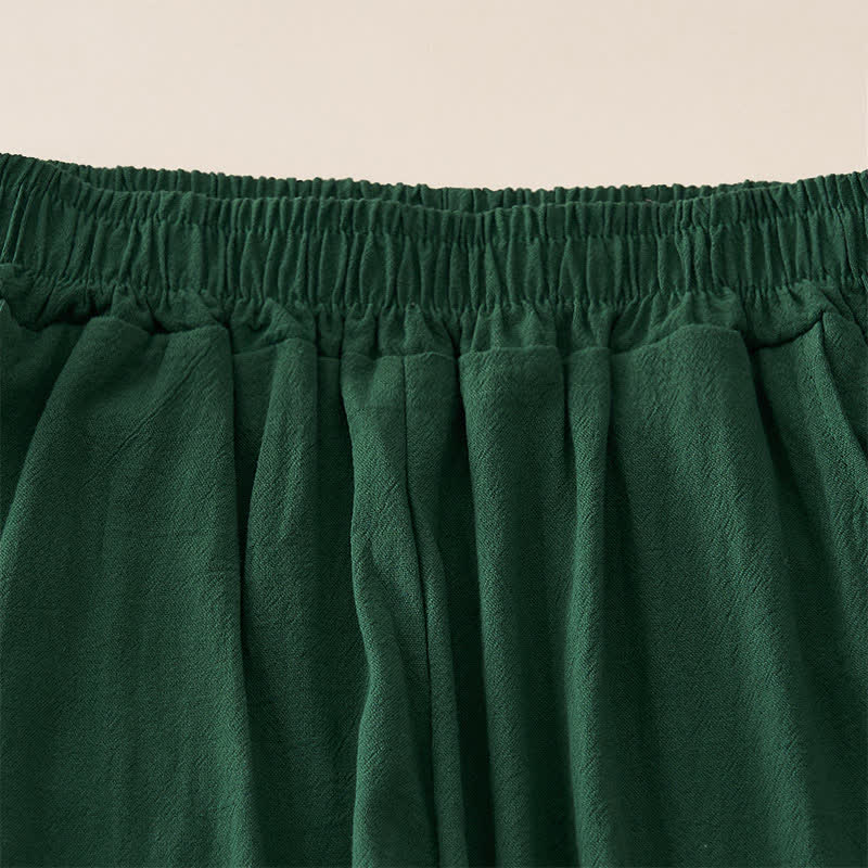 Buddha Stones Summer Retro Lace Patchwork Desgin High Waist Women's Tapered Capri Pants With Pockets - image 9