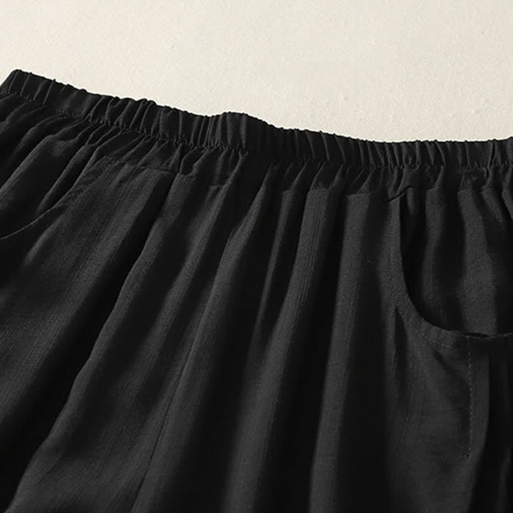 Buddha Stones Summer Solid Color Elastic Waist Women's Capri Harem Pants - image 5