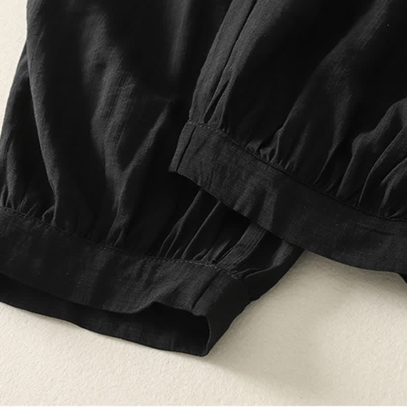 Buddha Stones Summer Solid Color Elastic Waist Women's Capri Harem Pants - image 7