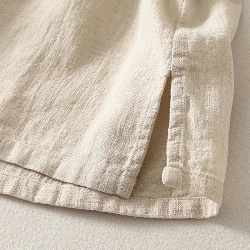 Buddha Stones Summer Stand Collar Buttons Cotton Women's Short Sleeve Shirt - image 11