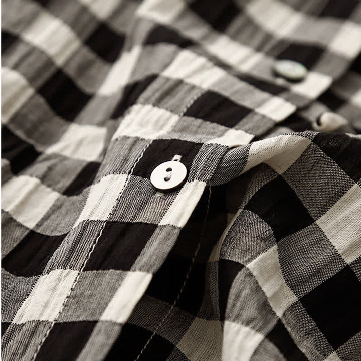 Buddha Stones Spring Gingham Knee Length Women's Short Sleeve Dress With Tie Waist Chiffon Hem - image 6