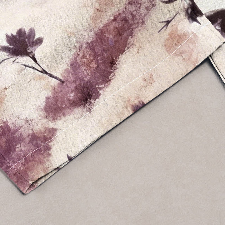 Buddha Stones Ink Wash Painting Floral Elastic Drawstring Women's Pure Cotton Pants With Pockets - image 7