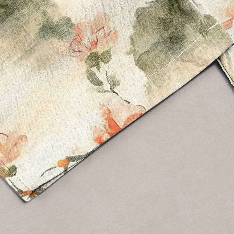 Buddha Stones Pure Cotton Butterfly Flowers Pattern Print Women's Pants With Pockets - image 1
