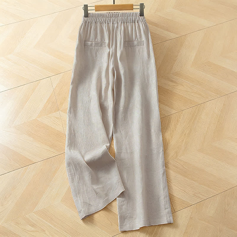 Buddha Stones Women's Spring High Elastic Waist Wide Leg Long Pants With Side Pockets - image 15