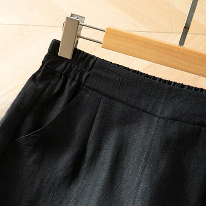 Buddha Stones Women's Spring High Elastic Waist Wide Leg Long Pants With Side Pockets - image 33