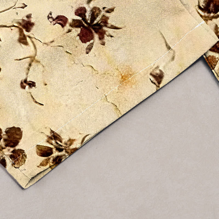 Buddha Stones Pure Cotton Retro Branch Flowers Pattern Elastic Waist Women's Pants With Pockets - image 1