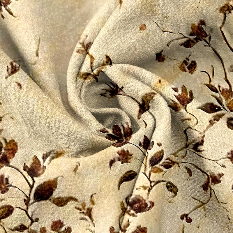 Buddha Stones Pure Cotton Retro Branch Flowers Pattern Elastic Waist Women's Pants With Pockets - image 2