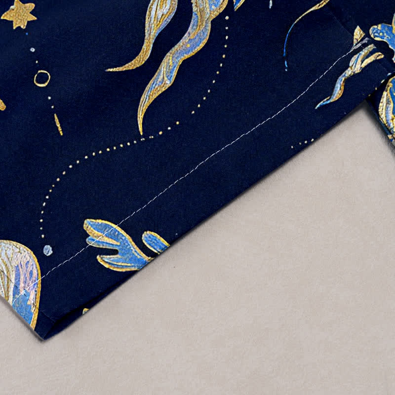 Buddha Stones Jellyfish Pattern Women's Pure Cotton Elastic Waist Pants With Pockets - image 1