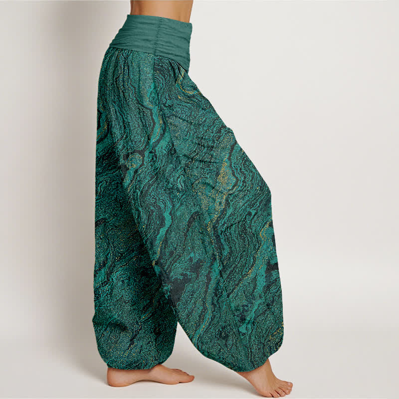 Buddha Stones Ripple High Elastic Waistband Women's Harem Pure Cotton Pants - image 2