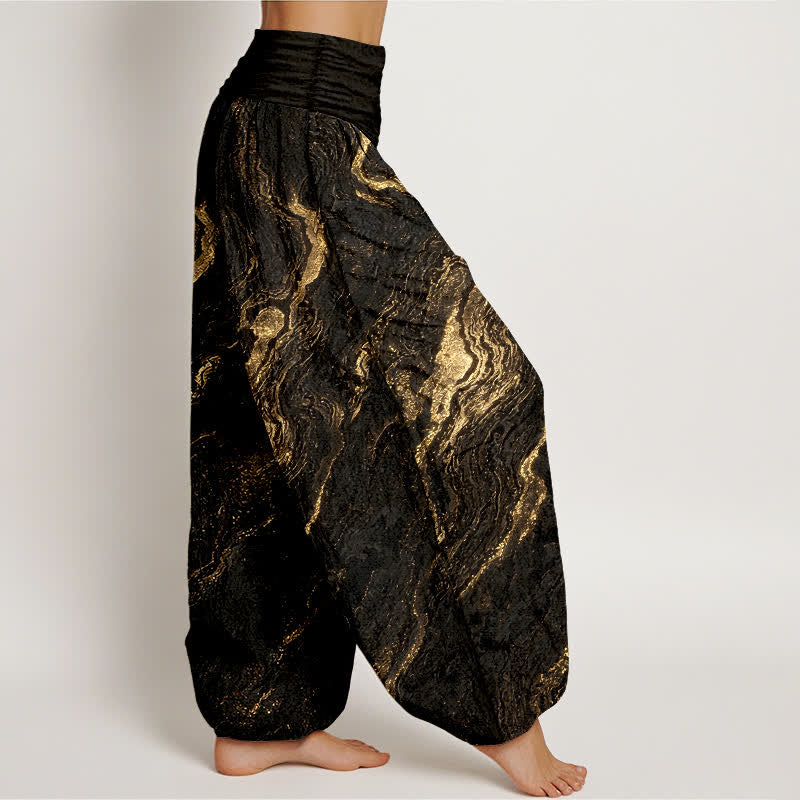 Buddha Stones Ripple High Elastic Waistband Women's Harem Pure Cotton Pants - image 10