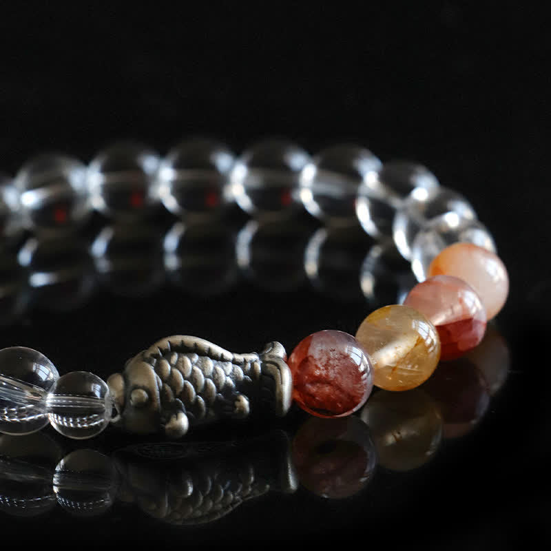 Buddha Stones Clear Quartz 999 Sterling Silver Koi Fish Protection Bracelet - image 9