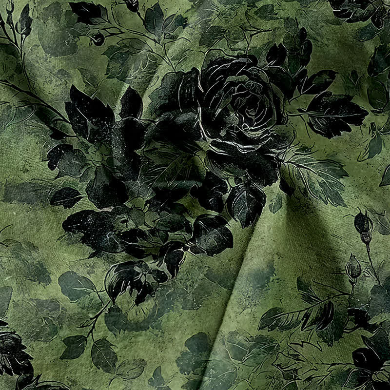 Buddha Stones Pure Cotton Rose Pattern Elastic Waist Drawstring Women's Pants With Pockets - image 3