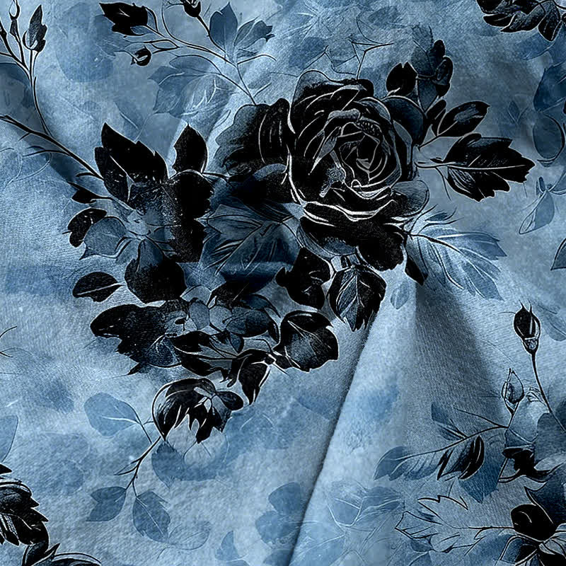 Buddha Stones Pure Cotton Rose Pattern Elastic Waist Drawstring Women's Pants With Pockets - image 7