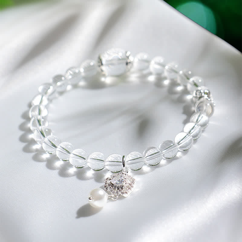 Buddha Stones Natural Clear Quartz Pearl Clarity Bracelet - image 1