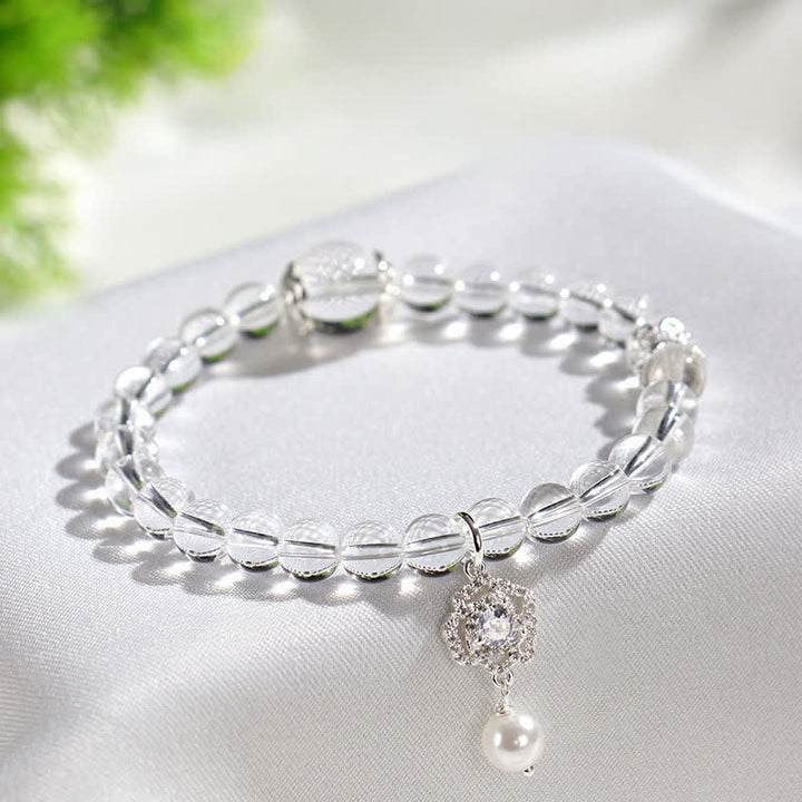 Buddha Stones Natural Clear Quartz Pearl Clarity Bracelet - image 3