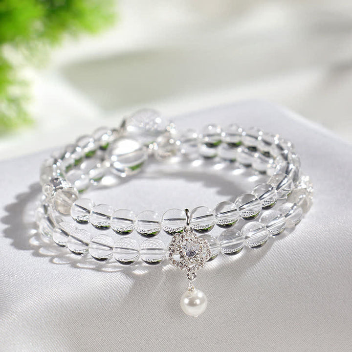 Buddha Stones Natural Clear Quartz Pearl Clarity Bracelet - Double Wrap Clear Quartz(Wrist Circumference:14–15 cm) - image 7