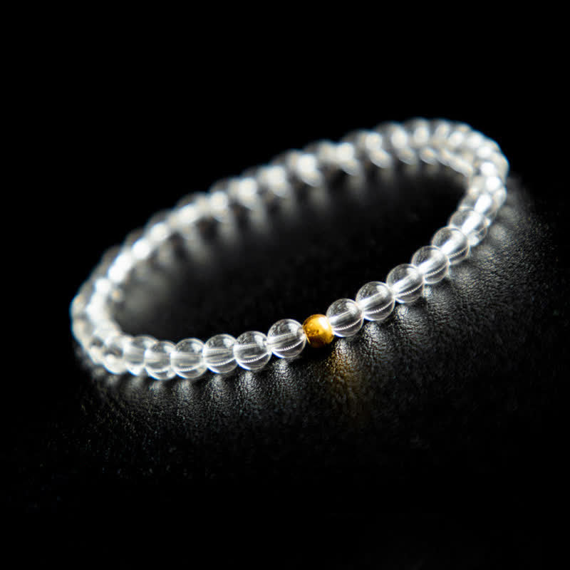 Buddha Stones Natural 4mm Clear Quartz Meditation Bracelet - Clear Quartz(Wrist Circumference:14–15 cm) - image 0